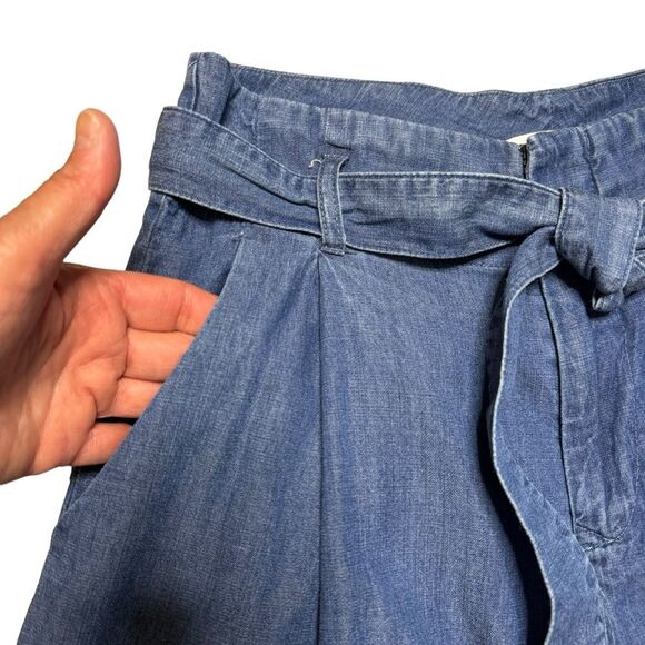 Thought Women's Wide-Leg Paper Bag Waist Belted Zip Up Jeans Slacks Size 8 - Picture 4 of 12